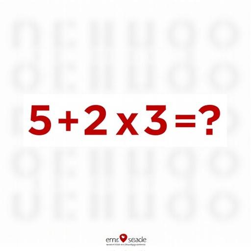 Math Monday written prominently. Equation '5 + 2 x 3 = ?' displayed. Numbers in red and white boxes. Subtle logo of Imaths included. Background has BODMAS or PEMDAS. Clear and equation-focused style.