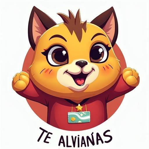 Logo of TE ALIVIANAS RIENDO. Cartoon character is joyful and playful. Bright colors and fun design. Represents happiness and lightheartedness.