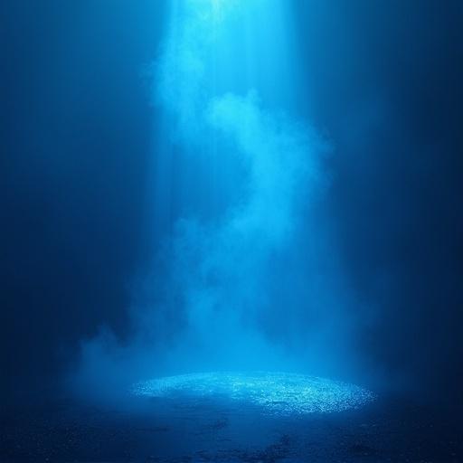 Bluish magical mist with blue light and soft glow in a dark atmosphere