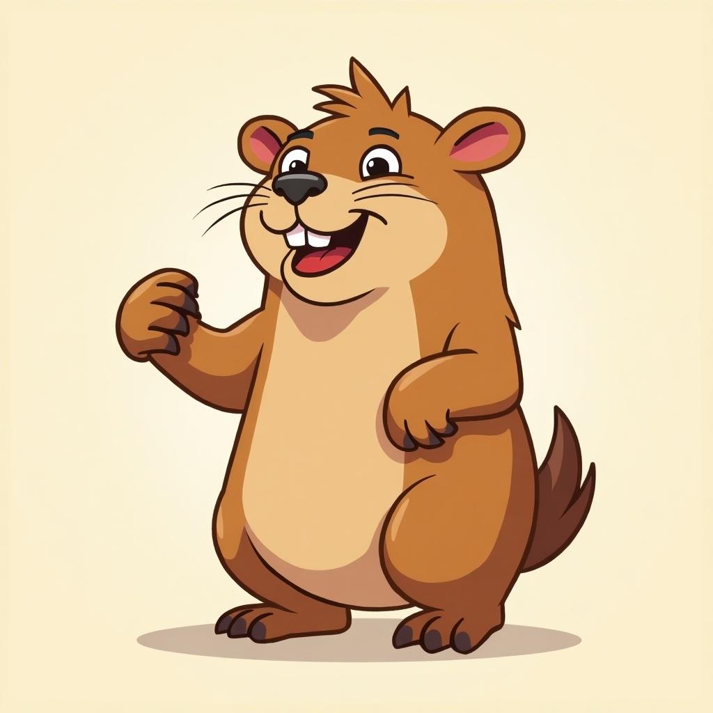 Animated character of a capybara designed for a logo representing a meme coin. Character is happy and playful. Appears in a cartoon style with bright colors.