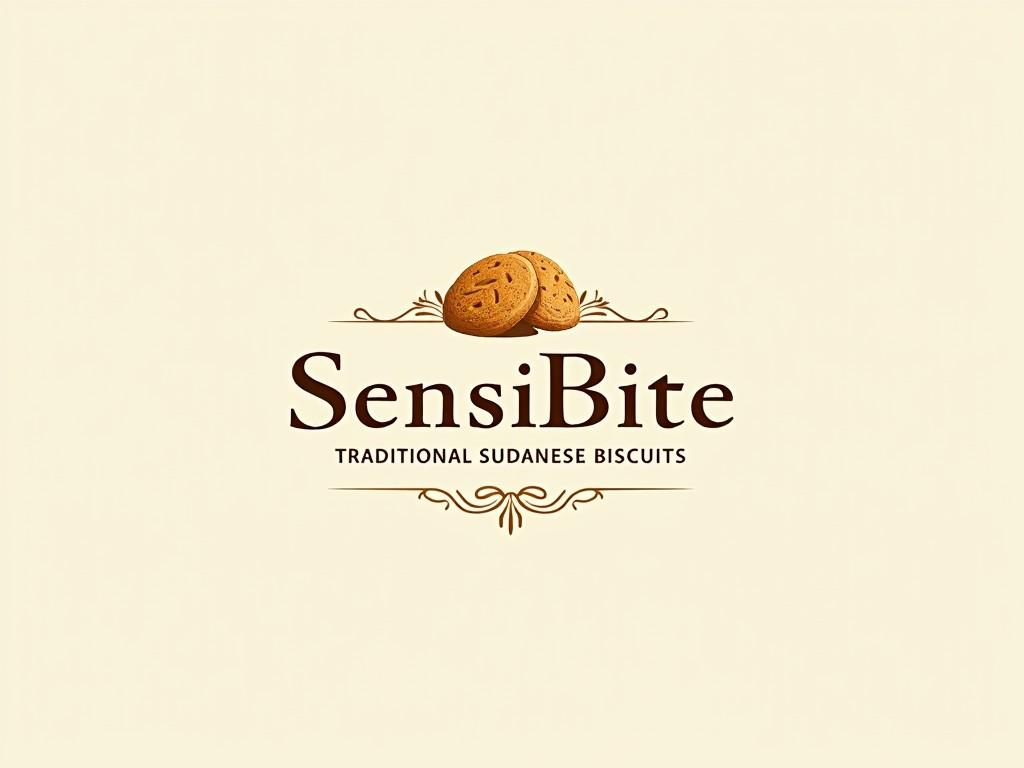 a logo design for SensiBite, featuring traditional Sudanese biscuits