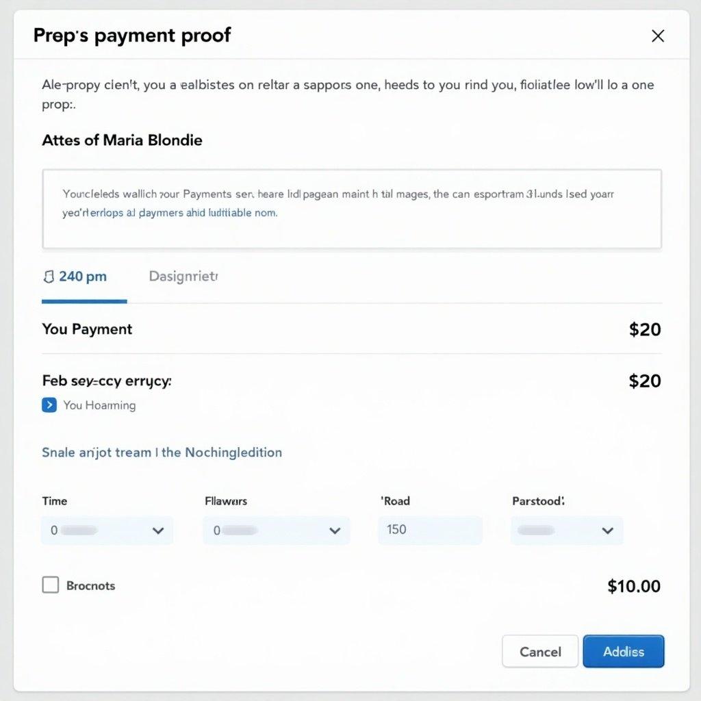 Generate an image of a digital payment proof from PayPal. Show a clear transaction of $20. Mention Maria Blondie in the details. Display the information in a readable format.