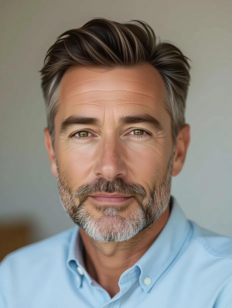 portrait of a 40-year-old man without a beard indoors