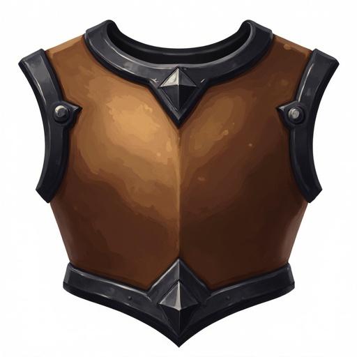 icon of a common brown and black breastplate for a card game in World of Warcraft style with a transparent background