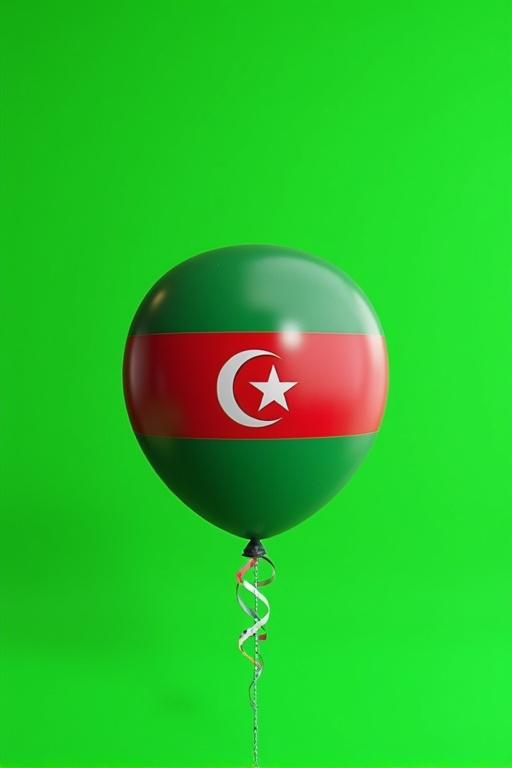 3D animation of a balloon that features a flag design against a green screen background.