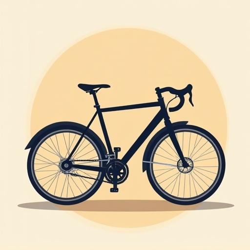 High-quality flat cartoon vector illustration of a bicycle. Centered image with clean lines and solid colors. Isolated on a light background in modern minimalist style. No text outlines or shadows present.