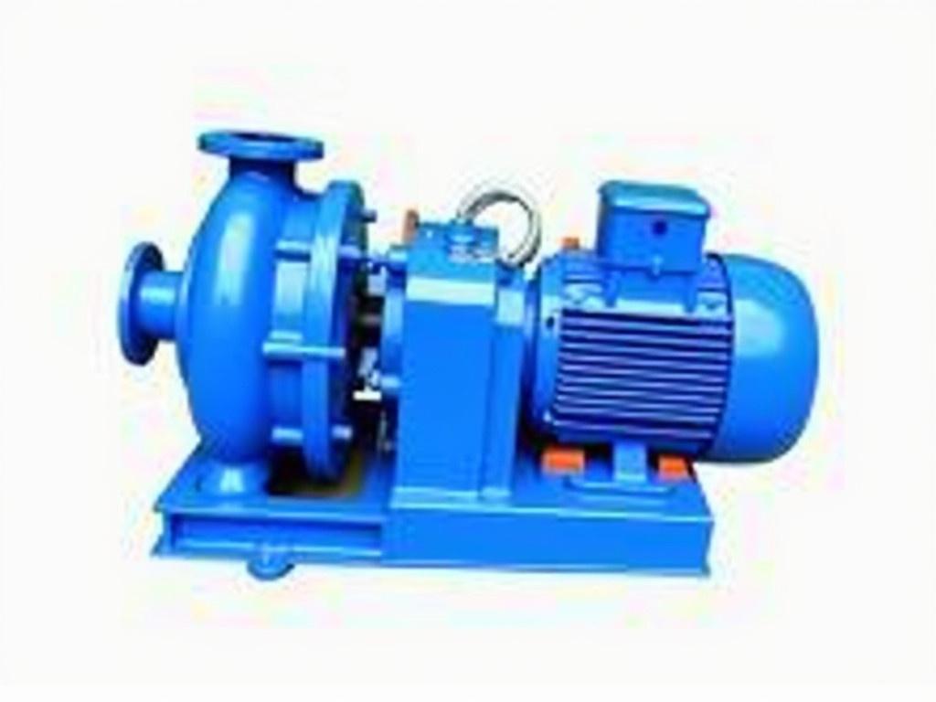 The image showcases a KDS monobloc pump designed for single phase operation. It is predominantly painted in blue with some orange detailing. The pump has a rounded body with a curved inlet and outlet, making it suitable for various pumping needs. The motor attached to the pump is compact and clearly displayed. This equipment is typically used in agricultural and industrial applications for moving water and other fluids.