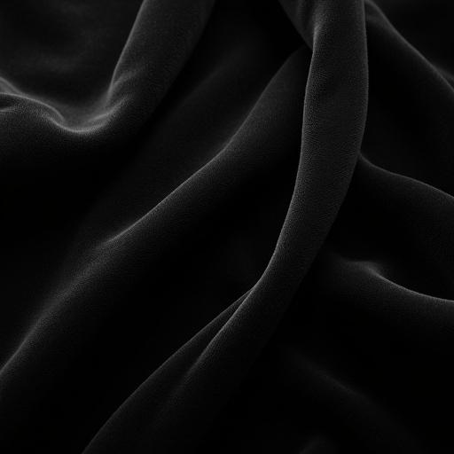 Close-up of a black velvet texture showing soft folds and smooth surface.
