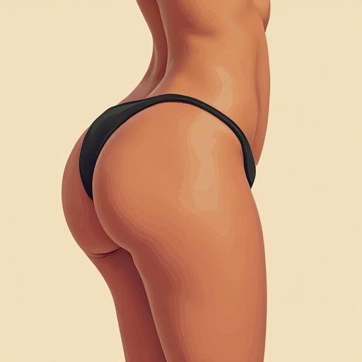 Vector art depicting a female figure emphasizing wide hips and thighs. Focus on the curves and hipbones. Simple background.
