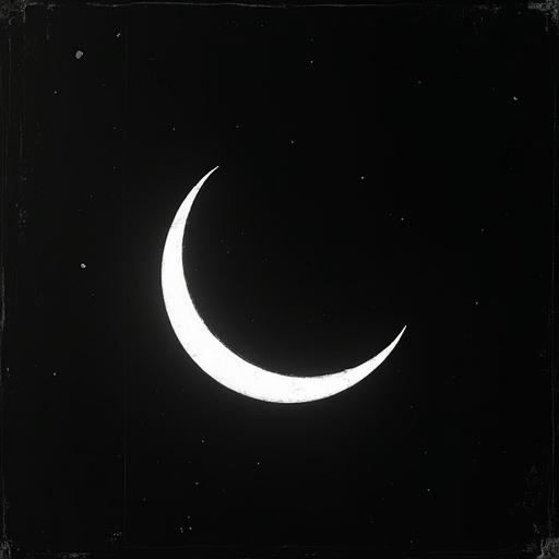 Analog horror featuring a white symbol resembling a curved moon on a dark VHS-textured background. The style is eerie minimal and unsettling.