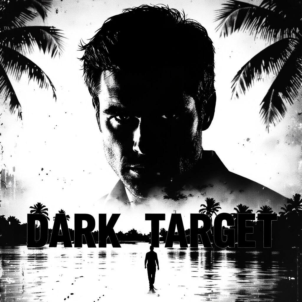 Dark silhouette themed album cover. Depicts a figure in Miami at night. Text reads: Dark Target.