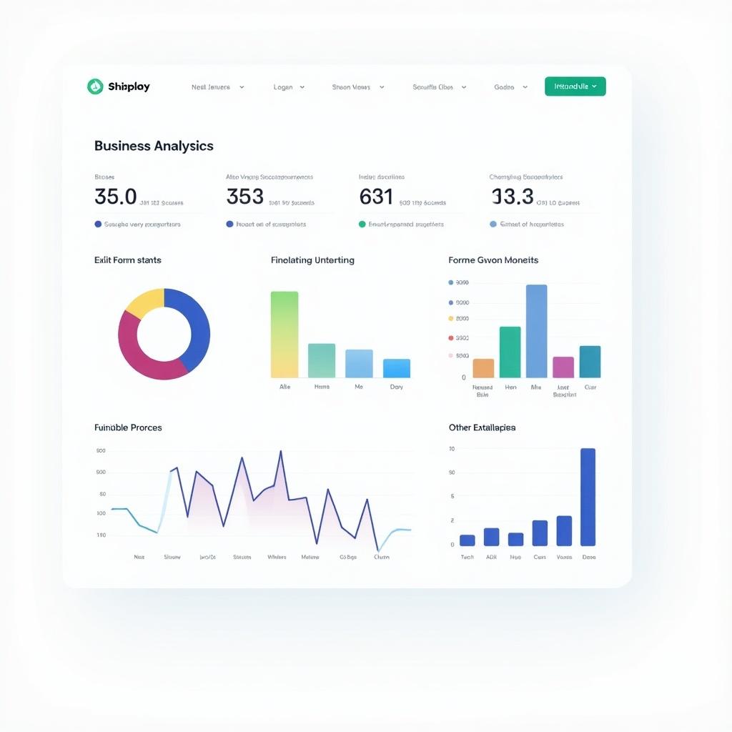 This image showcases a colorful business analytics dashboard featuring various charts and graphs. It includes metrics such as 'Exit Form starts' and 'Finalizing Untarring' presented visually. The layout is bright and clean, making it easy to interpret the financial data. Each graph represents different data sets, with vibrant colors aiding in differentiation. The overall design reflects modern user interface aesthetics, suitable for business-related applications.