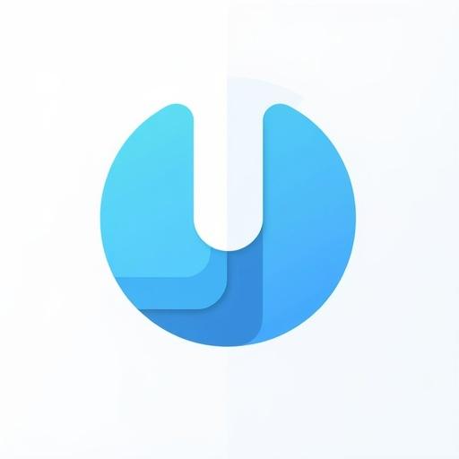 Logo design concept featuring a circular shape representing continuity. Left half in light blue, right half in dark blue to symbolize professionalism. Text to include 'scale' in the light blue section aligned at the bottom. 'UP!' to be placed higher on the dark blue side, with emphasis on the exclamation point. An upward arrow to intersect or emerge from the 'U' of UP!Recommended fonts include bold, modern sans serif styles like Montserrat or Bebas Neue. The style should be clean and energizing.