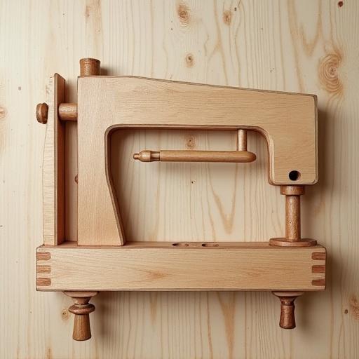 Wooden scroll saw template displayed on natural wood surface. Simple and elegant design. Emphasizes craftsmanship and woodworking tools.