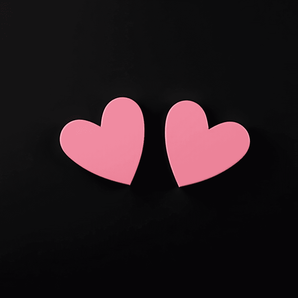 Two pink hearts on a black background.