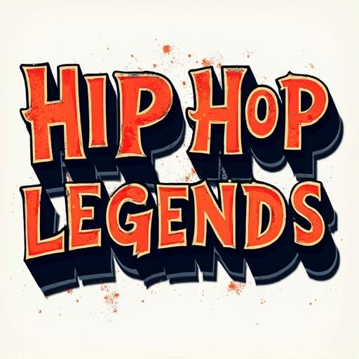 Old school font text appears in a poster design. The text reads 'HIP HOP LEGENDS'. Background is transparent. Emphasis on the retro typography style.