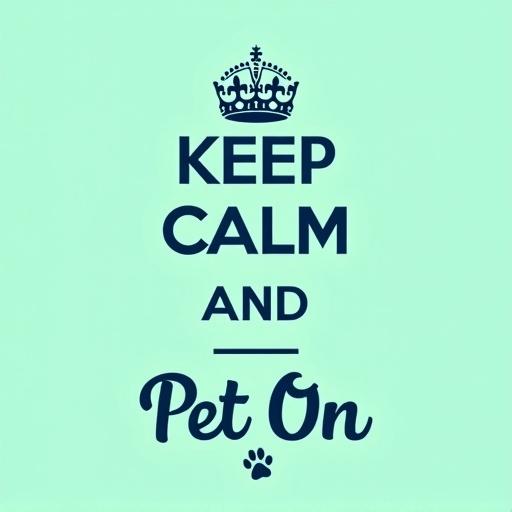 Parody based on the Keep Calm format. Features dark blue text on a mint green background. Includes a crown above the text. The layout is centered and minimalist. Incorporates a paw print icon for a playful touch.