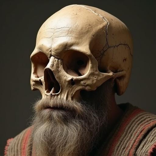 Generate an image of a middle aged man from the Yamnaya culture on the ancient Pontic Caspian steppe. He has a robust skull, powerful square jaw, and broad bizygomatic breadth.
