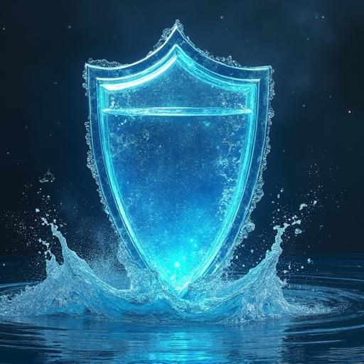 Protective water spell. Water magic forming a shield.