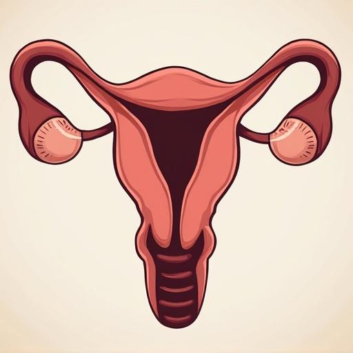 Vector icon depicting the female reproductive system highlighting the uterus and fallopian tubes.