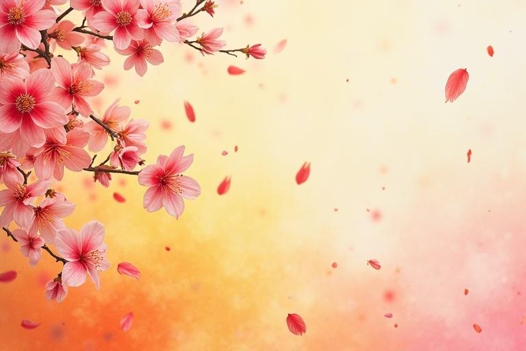 A poster with pink yellow orange colors featuring sakura petals. Text reads when silence speaks in a paper journal style.