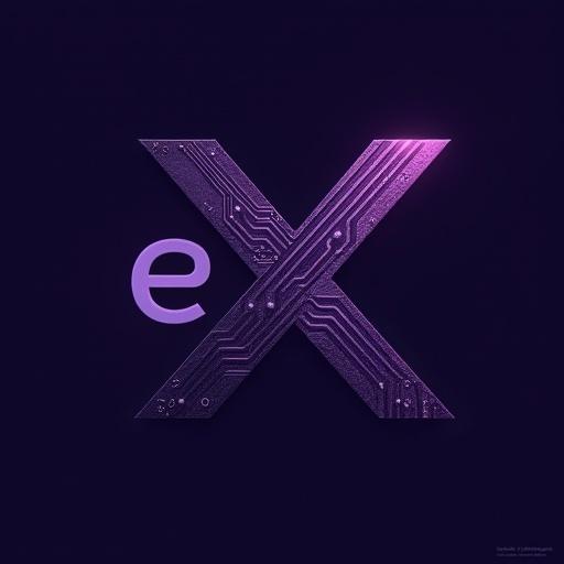 Centered layout of text. The letters 'eX' on top of 'Labs'. Subtle negative space designs. Use Montserrat Extra Light for 'eX' and Montserrat Bold for 'Labs'. Replace 'a' with a test tube icon. Transform 'X' into neural pathways. Deep purple text on black background. Add a circuit board texture effect to 'X'.