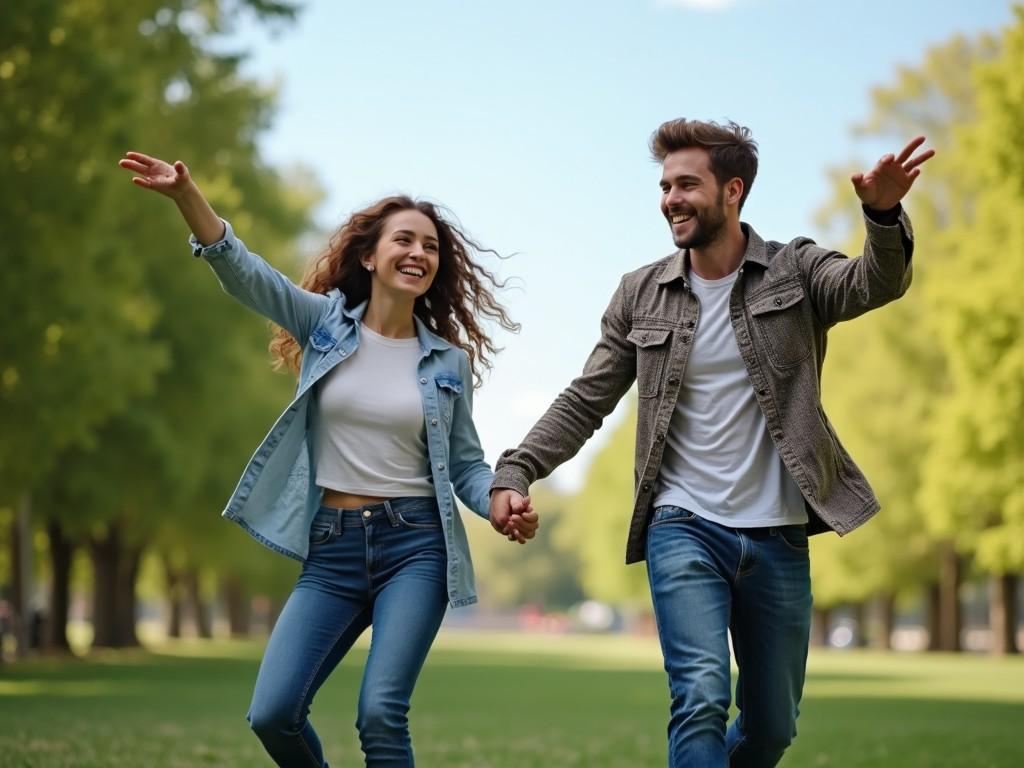 This image captures a romantic moment between a couple, showcasing their intimacy and affection. The couple is linked in an embrace, conveying warmth and connection. Their smiles reflect joy and happiness, creating a light-hearted atmosphere. The background features a soft, patterned wallpaper, adding to the overall mood of love and tenderness. This photograph emphasizes human connection and the beauty of relationships through their pose and expressions.