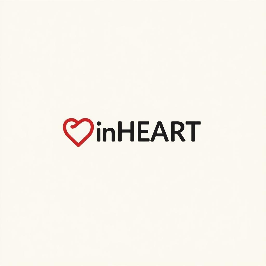 Logo features the text 'رب' and 'inHEART'. Symbolizes that God is in the heart. Includes a red heart shape connected to the text.