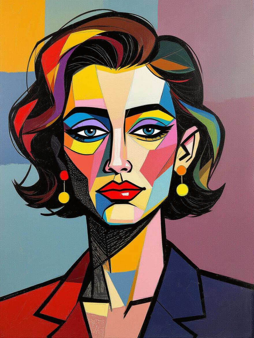 Moderne abstrakte Kunst mit einer Mischung aus Stilen von Künstlern. Betont dynamische Linien, intensive Farben und kreative Techniken. Keine erkennbaren Personen, Fokus auf abstrakte Formen und Texturen.