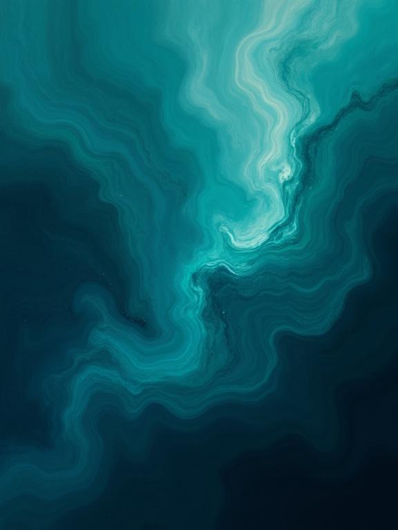 Abstract representation of fluid motion. Deep teal creates a soothing environment. Swirling shapes depict dynamic movement. Ethereal light fosters a feeling of depth.