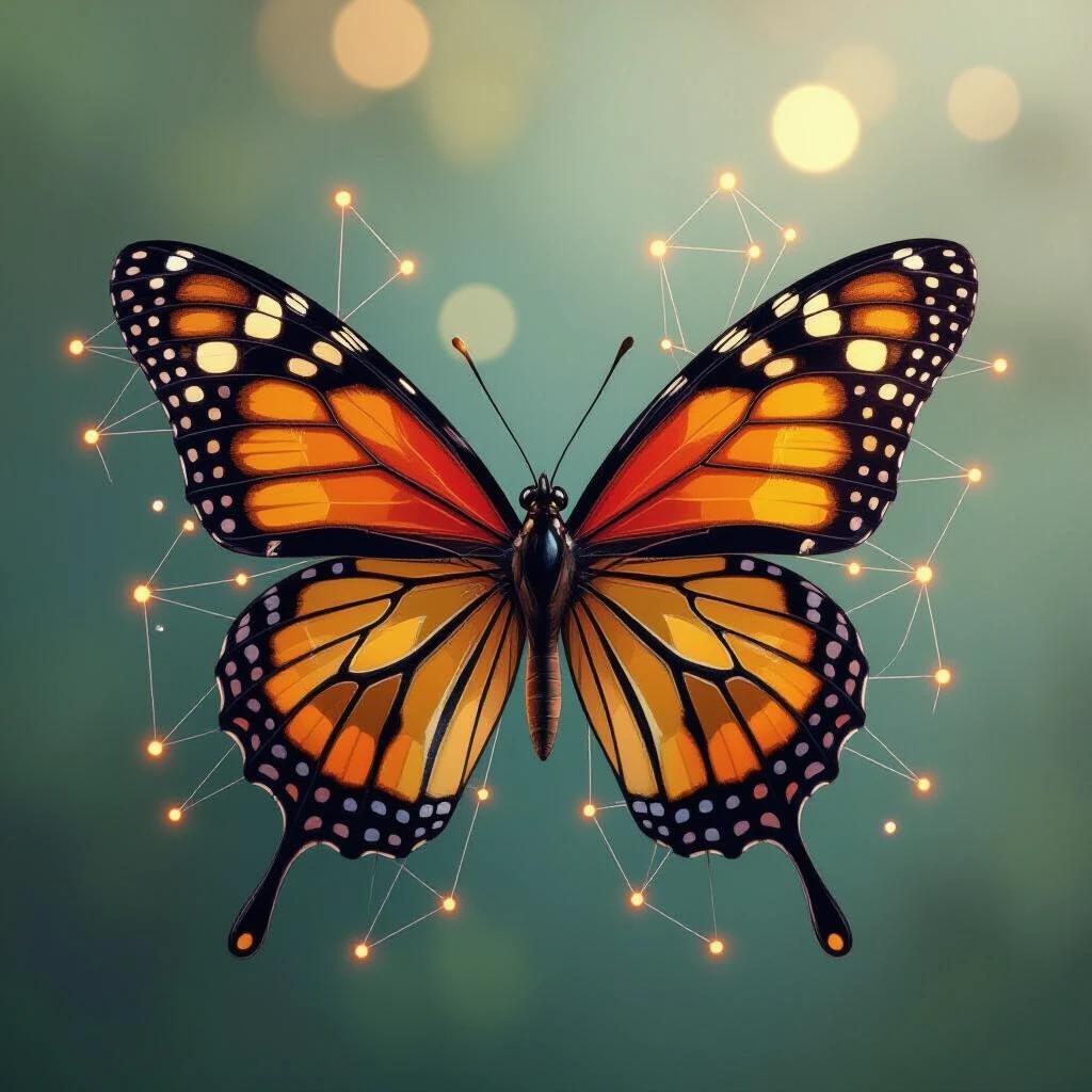 A butterfly with neural network features and electronic connections