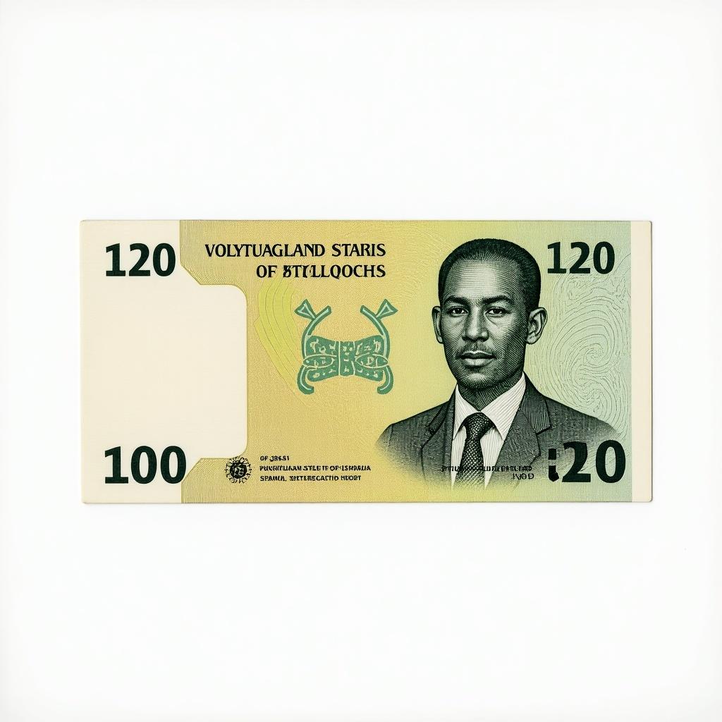 Currency note displaying the design elements of Puntland State of Somalia. Features an official portrait and cultural symbols. Designed for economic use and representing the region's heritage.