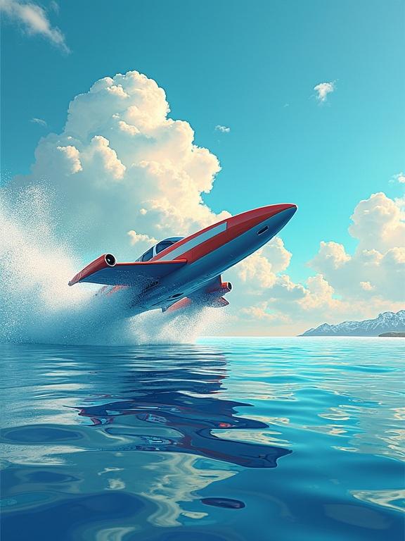 Create breathtaking flight over the surface of the water in pop art style