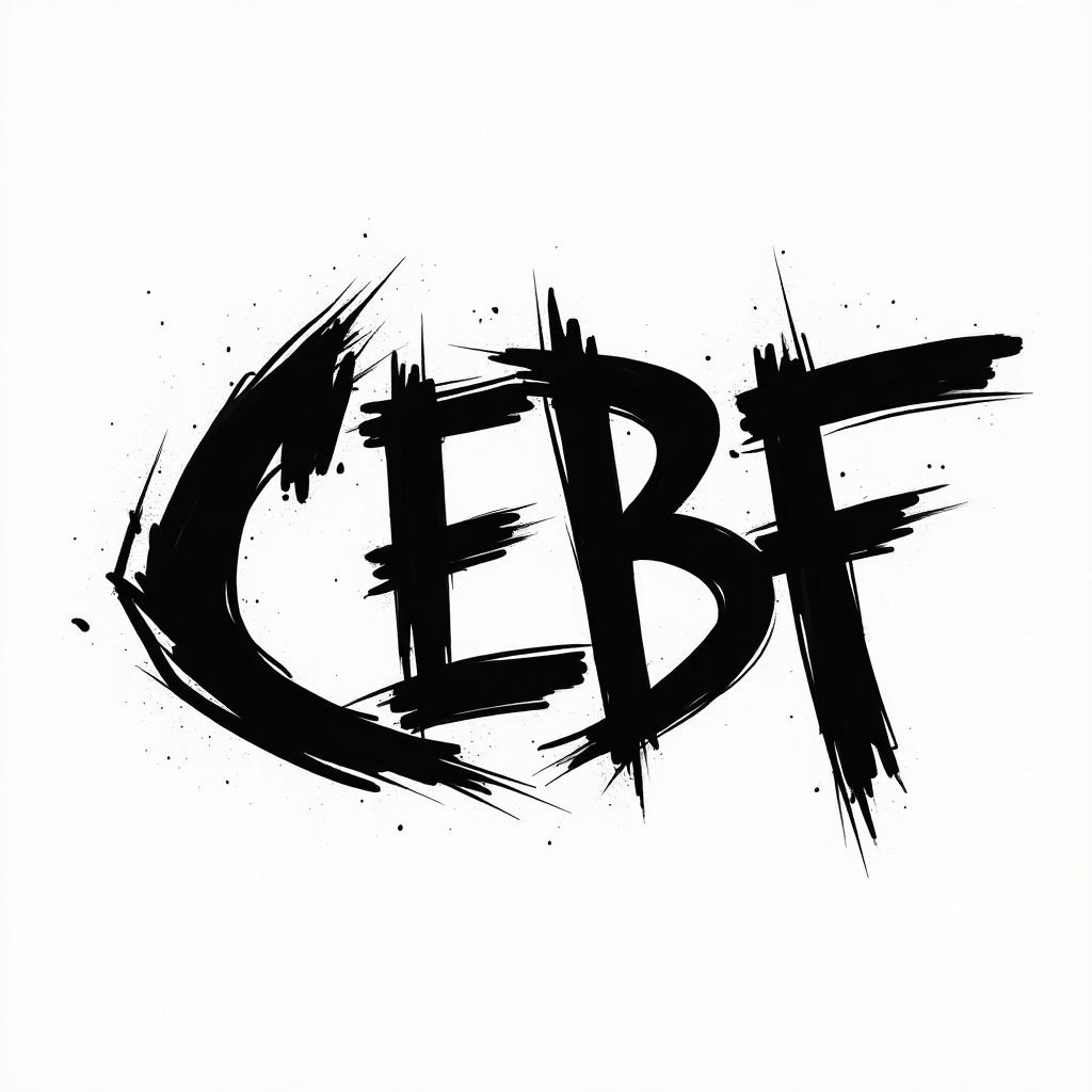 An elegant graffiti style cursive font spelling CEBF. The letters are bold and expressive. The background is plain white to enhance visibility of the text.