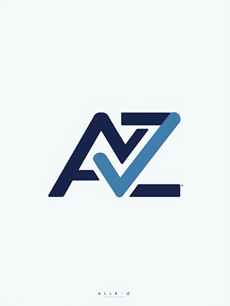 Dynamic and distinctive logo for AlleZ Ventures. Logo visually represents fusion of A and Z with letter V. Abstract shapes and lines convey diverse investment strategies. Logo is bold and modern, designed to stand out in alternative investments.