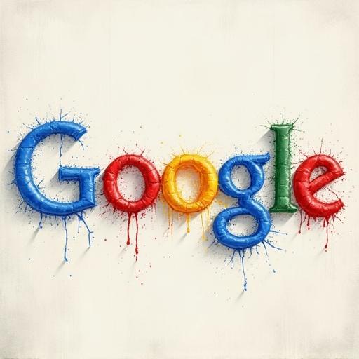 Text representing Google in colorful paint splashes with a creative design