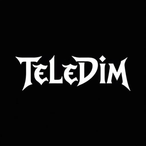 Stylized text TeleDim in white color Metalcore band font Black background Simple graphic design