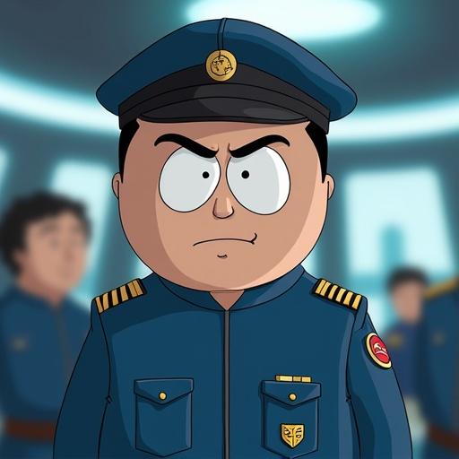 Blue Chiss pilot inspired by animated series. Character has distinct facial features. Character wears a blue military uniform and hat.