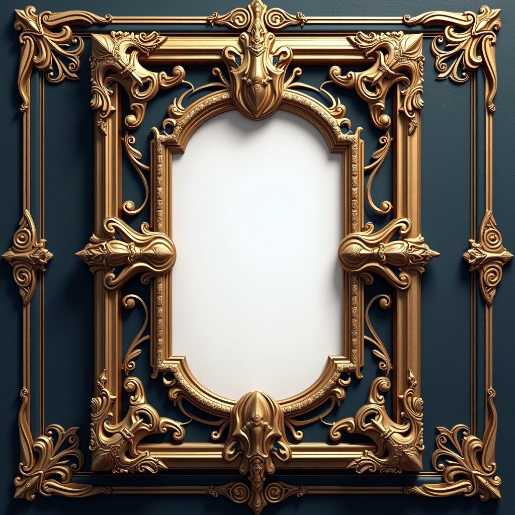 A card frame designed for a game card. Features intricate designs and shapes. The center is empty for customization.