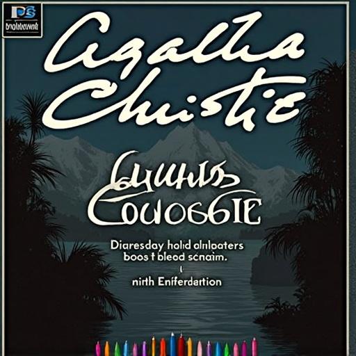 Illustration for an Agatha Christie audiobook logo. The design features prominent text. Surrounding elements showcase nature hints. Color scheme includes calming blues and greens with an artistic flair.