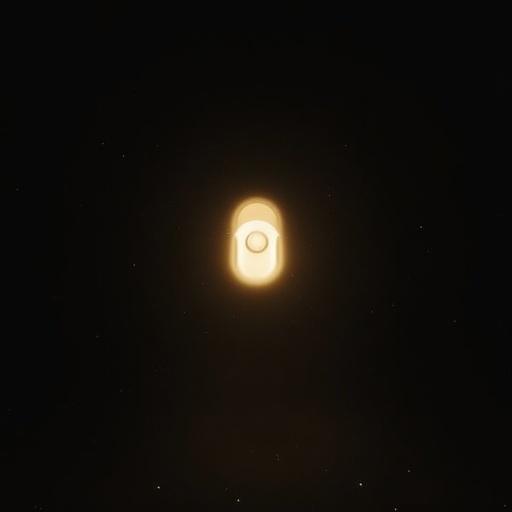 A glowing circular shape softly lit against a dark background.