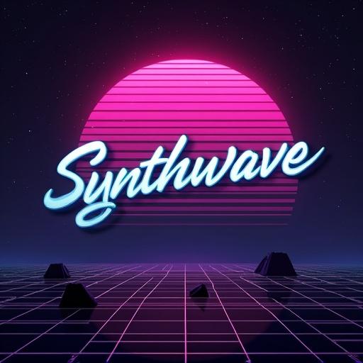 A retro album cover in synthwave style showing neon colors with the text The Digital prominently featured