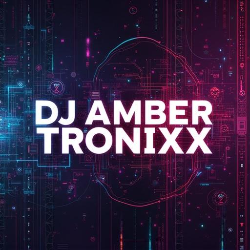 Artistic colorful tech album cover featuring text DJ Ambertronixx.