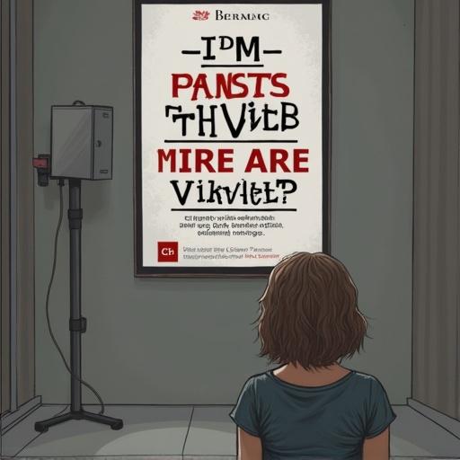 Person standing in front of a poster about tumor prevention and treatment. The poster features engaging graphics and text. The setting appears to be a public space like a hospital or community center.