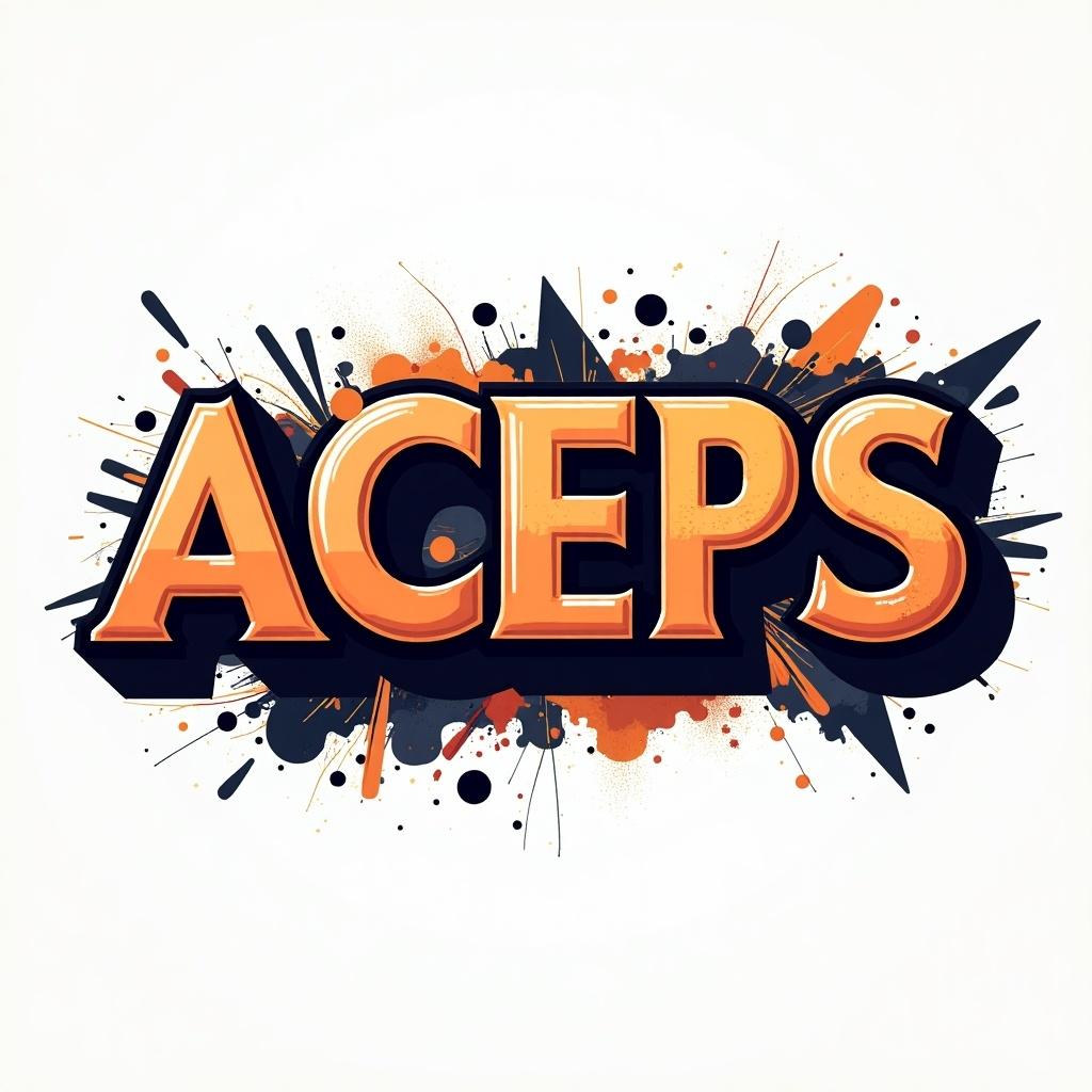 Impactful font for the initials ACEPS emphasized with vibrant colors