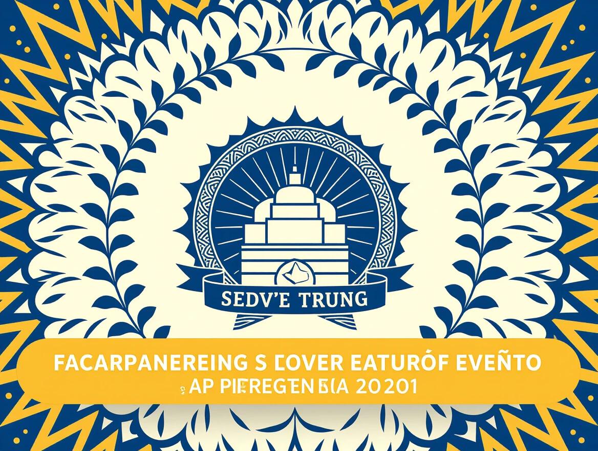 Create a wallpaper for an event with a decorative design. Include a prominent logo at the center. Use vibrant colors and patterns. The date of the event should be clear and readable.