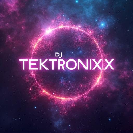 Create a nebula rave album cover featuring the text DJ Tektronixx. Use vibrant cosmic colors and a modern design.