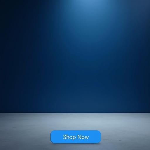 Design a sleek modern background style. Display a matte grey surface in front for product placement. Use a deep blue gradient background that transitions lighter towards the bottom. Ensure even studio-quality lighting. Add soft shadows on the surface. Keep it clear of objects to allow space for product images and promotional text. Reserve the top for bold sans-serif text, center for products, and bottom for a bright blue 'Shop Now' button with white text. Maintain a clean balanced layout.