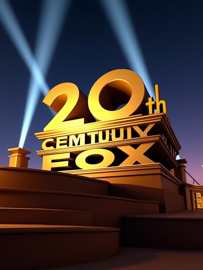 Stylized logo of 20th Century Fox with modified text. 20th transformed to С8. Dramatic lighting enhances the scene. Bold typography used. Text modified: 'марта' unaltered, 'Вас' altered to 'fucks'.