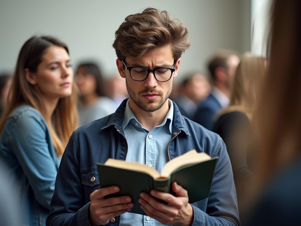 A woman is intently reading a book while another woman looks on.